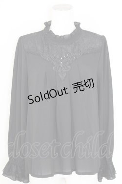 画像1: axes femme / バックシャンブラウスプルオーバー  黒 T-25-10-01-019-AX-BL-HS-ZS