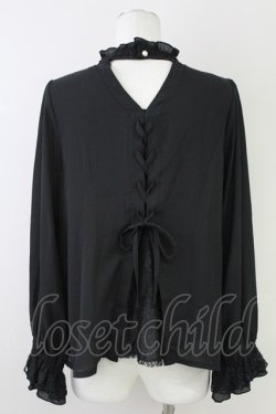 画像2: axes femme / バックシャンブラウスプルオーバー  黒 T-25-10-01-019-AX-BL-HS-ZT
