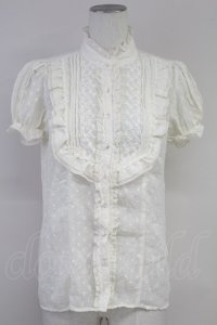 axes femme / ドビードット半袖ブラウス  オフ T-25-10-01-003-AX-BL-HS-ZS