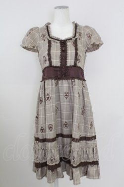 画像1: axes femme / 刺繍チェックワンピース  ブラウン T-25-10-01-032-AX-OP-HS-ZT