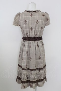 画像2: axes femme / 刺繍チェックワンピース  ブラウン T-25-10-01-032-AX-OP-HS-ZT