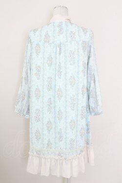 画像2: axes femme / フラワーフレームボータイワンピース  サックス T-25-10-01-034-AX-OP-HS-ZT