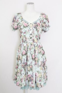 画像1: axes femme / 花柄オフショルワンピース  グリーン T-25-10-01-035-AX-OP-HS-ZT