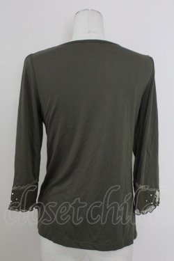 画像2: axes femme / レースパール配色カットソー  カーキ T-25-10-01-013-AX-TO-HS-ZT