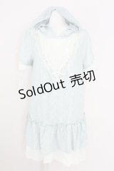 axes femme / フード付きレース半袖プルオーバー  ミント T-25-10-01-014-AX-TO-HS-ZS