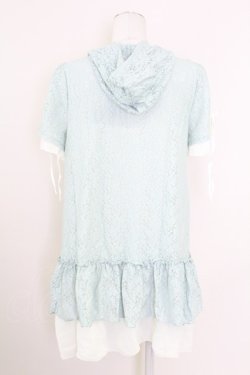 画像2: axes femme / フード付きレース半袖プルオーバー  ミント T-25-10-01-014-AX-TO-HS-ZT