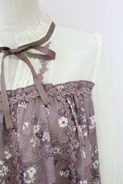 画像5: axes femme / 花柄切替シフォントップス  パープルｘオフ T-25-10-01-015-AX-TO-HS-ZT