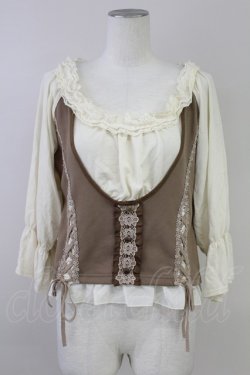 画像1: axes femme / ドッキングレースアッププルオーバー  ベージュ T-25-10-01-016-AX-TO-HS-ZT
