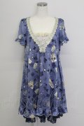 axes femme / メッセージモチーフチュニック  ブルー T-25-10-02-001-AX-OP-HR-ZS