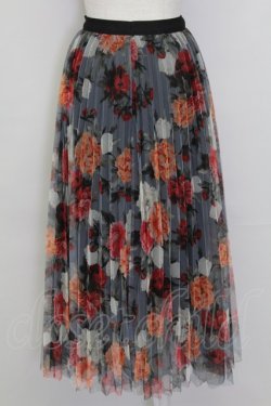 画像2: axes femme / 花柄チュールプリーツスカート  グレー T-25-10-02-023-AX-SK-HR-ZT