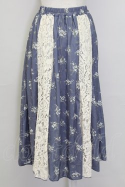 画像2: axes femme / レース花パッチワークスカート  ブルー T-25-10-02-025-AX-SK-HR-ZT