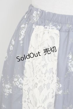 画像3: axes femme / レース花パッチワークスカート  ブルー T-25-10-02-025-AX-SK-HR-ZS