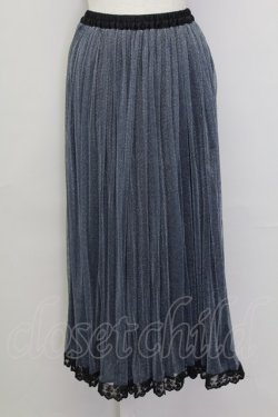 画像1: axes femme POETIQUE / ラメプリーツスカート  ブルーｘ黒 T-25-10-02-026-AX-SK-HR-ZT