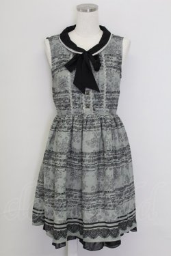 画像1: axes femme / 音符柄シフォンワンピース  グリーン T-25-10-02-004-AX-OP-HR-ZT