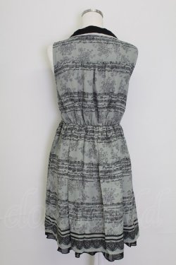 画像2: axes femme / 音符柄シフォンワンピース  グリーン T-25-10-02-004-AX-OP-HR-ZT
