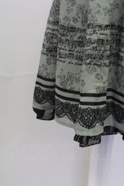 画像4: axes femme / 音符柄シフォンワンピース  グリーン T-25-10-02-004-AX-OP-HR-ZT