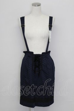 画像1: axes femme / ドットフロッキーサス付スカート  紺 T-25-10-02-006-AX-SK-HR-ZT