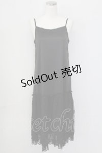 axes femme / レース使いペチワンピース  黒 T-25-10-02-010-AX-OP-HR-ZS