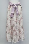 axes femme / sajouプリントレーススカート  ピンク T-25-10-02-021-AX-SK-HR-ZS