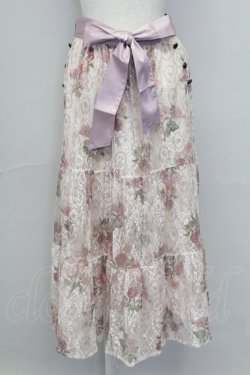 画像1: axes femme / sajouプリントレーススカート  ピンク T-25-10-02-021-AX-SK-HR-ZT