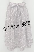 axes femme / 単色花柄フレアスカート  パープル T-25-10-02-022-AX-SK-HR-ZS