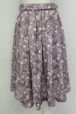 画像2: axes femme / 単色花柄フレアスカート  パープル T-25-10-02-022-AX-SK-HR-ZT