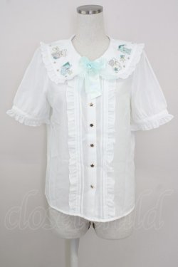 画像1: Amavel / Fantasy Dreaming Bearブラウス  白Ｘミント T-25-10-05-001-CA-BL-SA-ZT