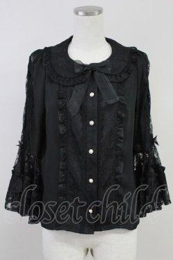画像1: axes femme kawaii / レーシー姫袖ブラウス  黒 T-25-10-05-006-AX-BL-SA-ZT