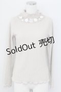 axes femme / 立体フラワー付リブカットPO  ベージュ T-25-10-08-003-AX-TO-SA-ZT