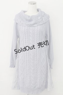 画像1: axes femme / 裾レース切り替えニットオフショルワンピース  サックス T-25-10-08-029-AX-OP-SA-ZI