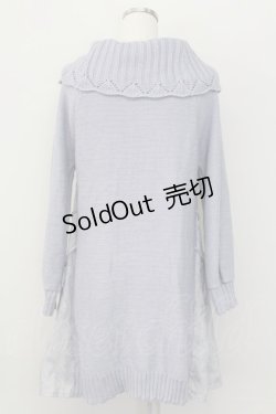 画像2: axes femme / 裾レース切り替えニットオフショルワンピース  サックス T-25-10-08-029-AX-OP-SA-ZI