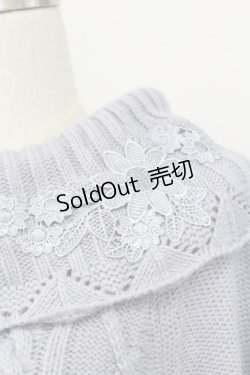 画像3: axes femme / 裾レース切り替えニットオフショルワンピース  サックス T-25-10-08-029-AX-OP-SA-ZI