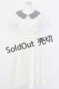merry jenny / ドットスカラップワンピース  アイボリーＸ黒 T-25-10-08-031-LO-OP-SA-ZI