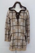 axes femme / チェックJQニットチュニ  ブラウン T-25-10-08-032-AX-OP-SA-ZT