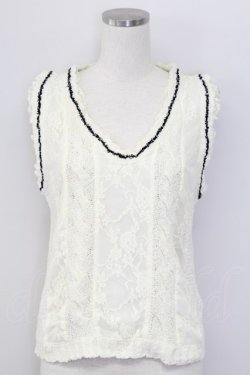 画像1: axes femme / レーシーチルデンニットベスト  アイボリー T-25-10-08-004-AX-TO-SA-ZT