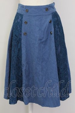 画像1: axes femme / ストライプ&レーススカート  青Ｘ白 T-25-10-08-036-AX-SK-SA-ZT
