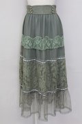 axes femme / チュールレースティアードスカート M グリーン T-25-10-08-038-AX-SK-SA-ZT