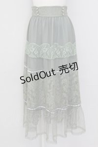 axes femme / チュールレースティアードスカート M グリーン T-25-10-08-038-AX-SK-SA-ZI