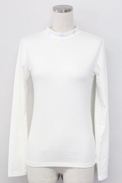 画像1: E hyphen world gallery / クロス刺繍ハイネックカットソー  白Ｘサックス T-25-10-08-006-LO-TO-SA-ZT