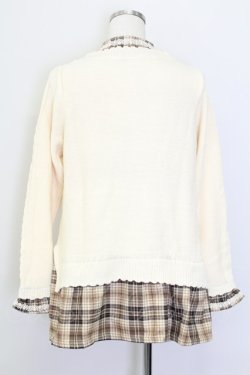 画像2: axes femme / ケーブルニットドッキングシャツ M アイボリーＸブラウン T-25-10-08-008-AX-TO-SA-ZT