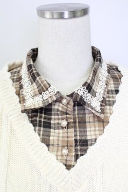 画像3: axes femme / ケーブルニットドッキングシャツ M アイボリーＸブラウン T-25-10-08-008-AX-TO-SA-ZT