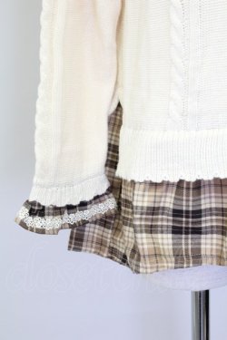 画像4: axes femme / ケーブルニットドッキングシャツ M アイボリーＸブラウン T-25-10-08-008-AX-TO-SA-ZT
