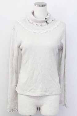 画像1: axes femme / ハイネックレースニットトップス  アイボリー T-25-10-08-010-AX-TO-SA-ZT