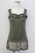 axes femme / 蝶々モチーフ付きロングタンク Ｍ カーキ T-25-10-08-013-AX-TO-SA-ZT