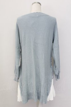 画像2: axes femme / サイドプリーツニットチュニック M サックス T-25-10-08-014-AX-TO-SA-ZT