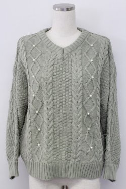 画像1: axes femme / バックレースアップニット  カーキ T-25-10-08-015-AX-TO-SA-ZT