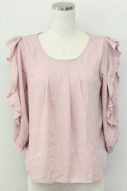 画像1: axes femme / 袖フラワー刺繍ブラウス  ピンク T-25-10-08-016-AX-BL-SA-ZT