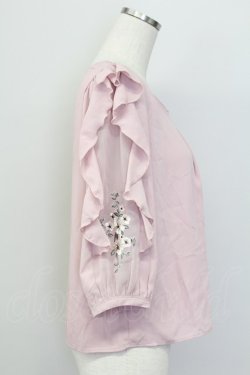 画像3: axes femme / 袖フラワー刺繍ブラウス  ピンク T-25-10-08-016-AX-BL-SA-ZT