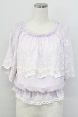 画像1: axes femme / 2WAY刺繍プルオーバー M ラベンダー T-25-10-08-017-AX-TO-SA-ZT