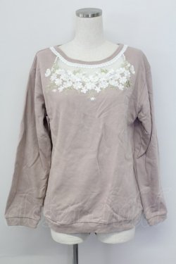 画像1: axes femme / フラワー刺繍裏毛トレーナー M ピンク T-25-10-08-019-AX-TO-SA-ZT